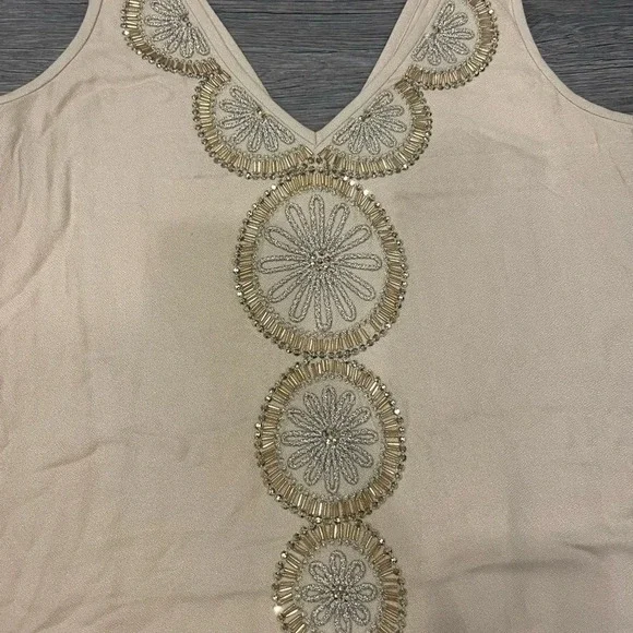 Lilly Pulitzer FIA DRESS Sand Dune Embellished Gold Beige XS - Picture 7 of 11